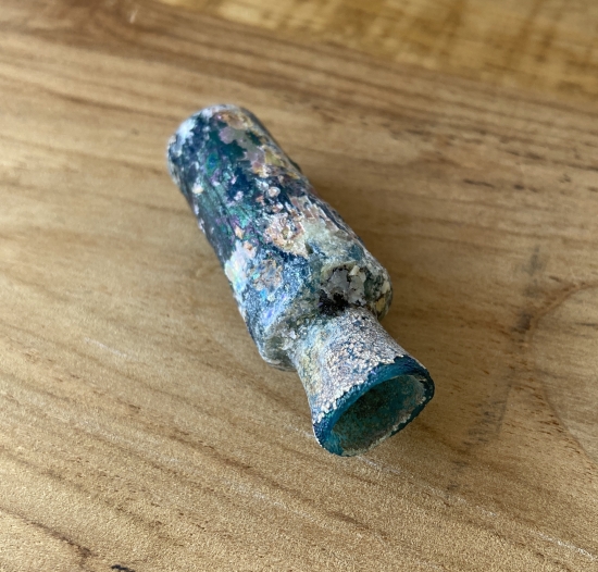 1-2世紀頃・古代ローマ・ローマン・ガラス・ブルー・香油瓶・h10.8cm